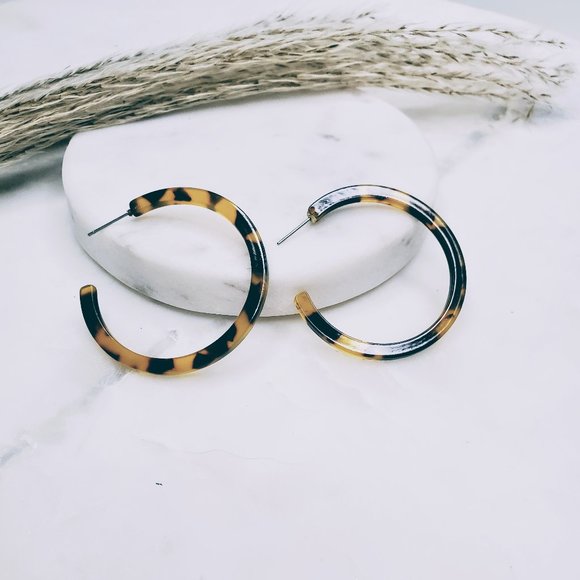 Jewelry - 5 for $25 Tortoise Print Acrylic C Hoop Earrings